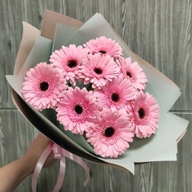 Букет из 9 розовых гербер