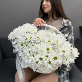Корзина белоснежных ромашек R05