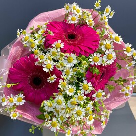 Букет гербер с ромашками