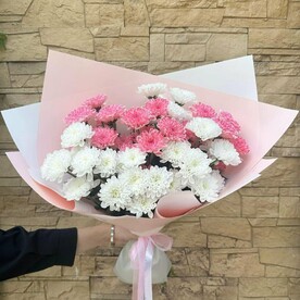 Букет Хризантема белая и розовая