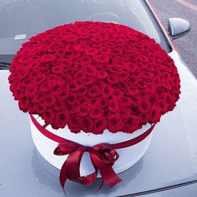 Роза ред наоми, Флористическая губка, Шляпная коробка