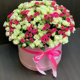 101 роза кустовая в коробке