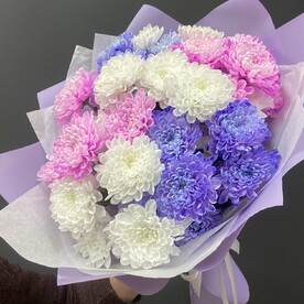 Букет цветных хризантем #26