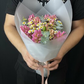 Букет «Аромат» ( гиацинт , ромашка)