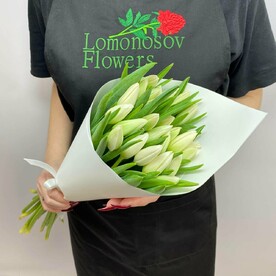 Букет из 25 белых тюльпанов