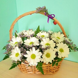 Корзина с хризантемой Бакарди
