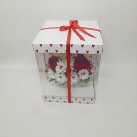 Букет из роз и хризантем в коробке Моей половинке