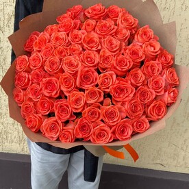 Букет из 61 шт оранжевых роз 😍