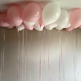 Воздушные шары под потолок - розовые и белые, 20 штук