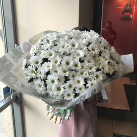 Белоснежный букет из хризантем