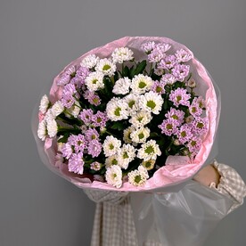 Дуо букет из белой и розовой сантини