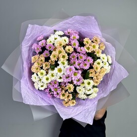 Кремовый букет из нежной сантини 15шт