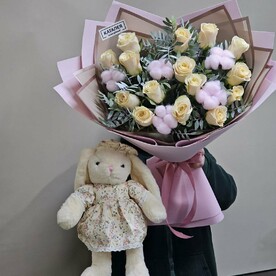 Букет микс + зайка