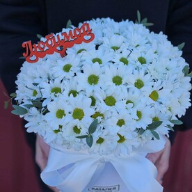 Коробка с ромашковой хризантемой