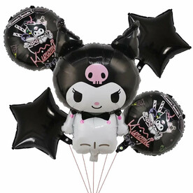 Облако воздушных шаров с гелием Куроми в черном, 5 шаров