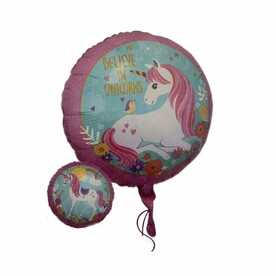 Фольгированный воздушный шар с гелием круг Поверь в Единорогов