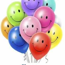 Воздушные шары с гелием смайлики ассорти, 9 шт