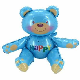 Воздушный шар с гелием фольгированная фигура Медведь голубой