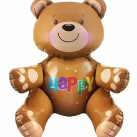Воздушный шар с гелием фольгированная фигура Медведь коричневый