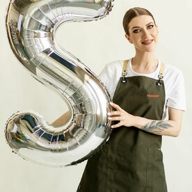 Воздушный шар цифра 5 серебро с гелием - 100см