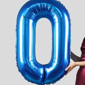 Воздушный шар цифра 0 синий с гелием - 100см