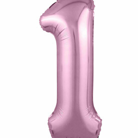 Фольгированный воздушный шар цифра 1 розовый с гелием - Премиум 102см