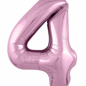 Фольгированный воздушный шар цифра 4 розовый с гелием - Премиум 102см
