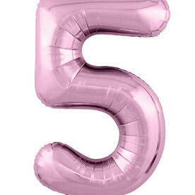 Фольгированный воздушный шар цифра 5 розовый с гелием - Премиум 102см