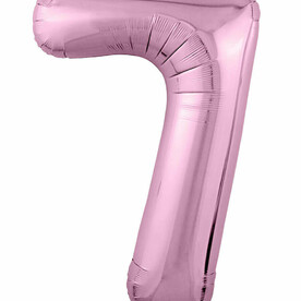 Фольгированный воздушный шар цифра 7 розовый с гелием - Премиум 102см