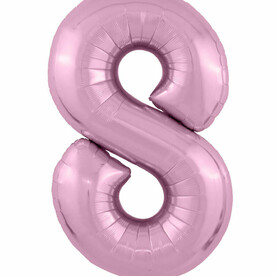 Фольгированный воздушный шар цифра 8 розовый с гелием - Премиум 102см