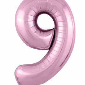 Фольгированный воздушный шар цифра 9 розовый с гелием - Премиум 102см