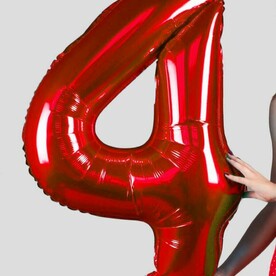 Воздушный шар цифра 4 красный - 100см