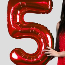 Воздушный шар цифра 5 красный с гелием - 100см