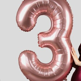 Воздушный шар цифра 3 розовое золото с гелием - 100см