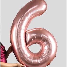 Воздушный шар цифра 6 розовое золото с гелием - 100см