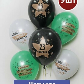 Воздушные шары с гелием 9 шт С днем защитника Отечества подарок на 23 февраля