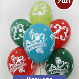 Воздушные латексные шары с гелием с 23 Февраля 9шт