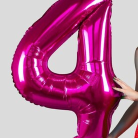 Воздушный шар цифра 4 фуксия с гелием - 102см