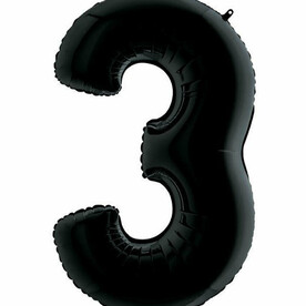 Фольгированный воздушный шар цифра 3 черный с гелием - Премиум 102см