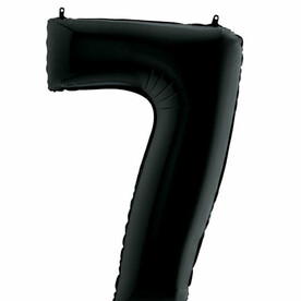 Фольгированный воздушный шар цифра 7 черный с гелием - Премиум 102см