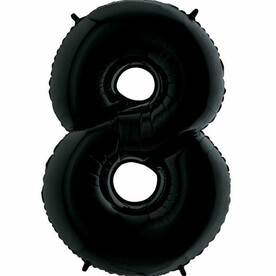Фольгированный воздушный шар цифра 8 черный с гелием - Премиум 102см