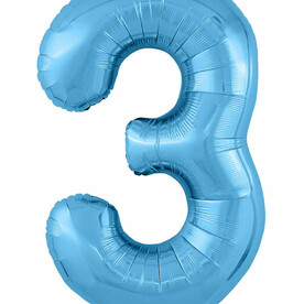 Фольгированный воздушный шар цифра 3 голубой с гелием - Премиум 102см
