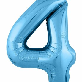 Фольгированный воздушный шар цифра 4 голубой с гелием - Премиум 102см