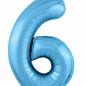 Фольгированный воздушный шар цифра 6 голубой с гелием - Премиум 102см