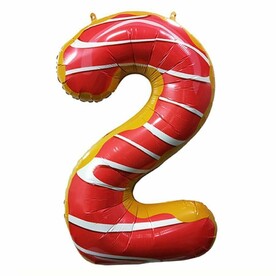 Фольгированный воздушный шар с гелием цифра 2 пончик - 89см