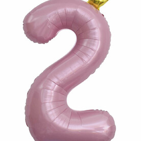 Фольгированный воздушный шар с гелием цифра 2 розовая Золотая корона - 102 см