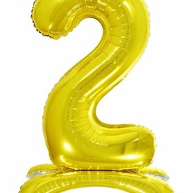 Воздушный шарик цифра на подставке 2 золото - 81см