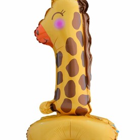 Воздушный шар цифра на подставке 1 в виде жирафа