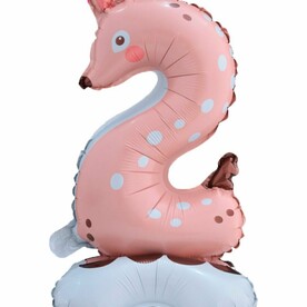 Воздушный шар цифра на подставке 2 в виде морского конька