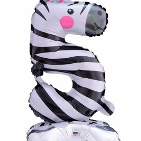 Воздушный шар цифра на подставке 5 в виде зебры